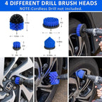 AUTODECO 27Pcs Car Detailing Brush Set, Car Detailing Kit, Auto Detailing Drill Brush Set, Car Detailing Brushes, Car Wash Cleaning Tools Kit for Interior, Exterior, Wheels, Blue