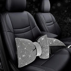 4 PCS Bling Car Pillows,Rhinestones Bowknot Car Headrest Pillow,Car Neck Pillow for Driver Relax Necksupport,Sleeping Travel Support Neck Pillow,Shiny Diamond Interior Accessories for Women,White