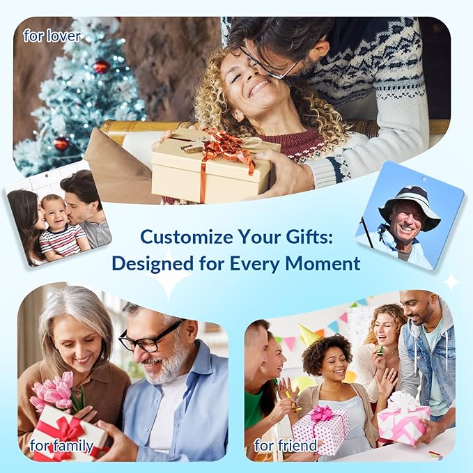 Custom Air Fresheners with Picture - Personalized Double Sided Photo Air Freshener, Customized Air Freshener for Car Wardrobe Bathroom Hanging Ornaments (A3-Square)