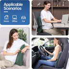 Lumbar Support Pillow for Office Chair, Back Support Pillow with Memory Foam, Relieves Back Pain, Removable Washable Cover & Adjustable Strap, for Car/Gaming Chair,Gift-Dark Green