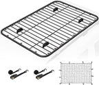WILDROAD Car Roof Platform, Universal Roof Flat Rack 69" x 47" x 1.3" Heavy Duty Roof Rack Platform with Super Duty Bungee Cargo Net, Ratchet Straps and Anti-Rust Sealant Fits for SUV Truck Cars