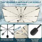 2025 Car Windshield Sun Shade Umbrella, 57"*33", Foldable Sun Shade for Car Windshield Umbrella, UPF 50+ and Heat Protection, Nano Cold Titanium Ice Silk Fabric. Universal Portable