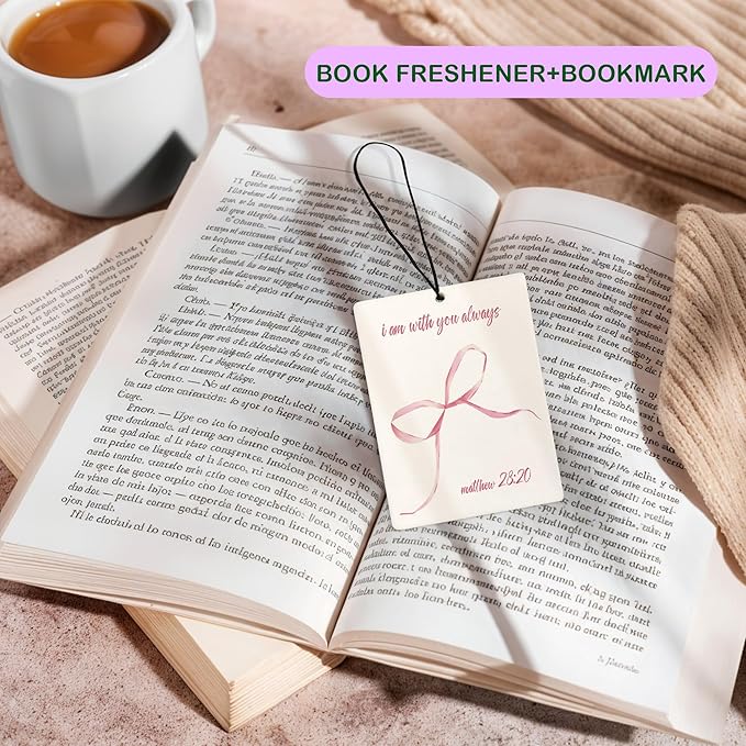 Coquette Pink Bow Christian Bible Verse Air Freshener for Car, Cute Girly Air Freshener Hanging 3 Pcs for Cars Closet Drawer or Books, Cute Preppy Christian Car Mirror Decor for Women