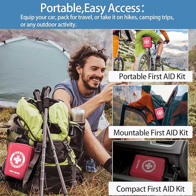 Premium First Aid Kit - Waterproof Molle Medical Bag with Color-Coded Compartments, with Israeli Bandage, Rescue Blanket & CPR Mask for Home, Car, Hiking, Camping & Outdoor Emergencies