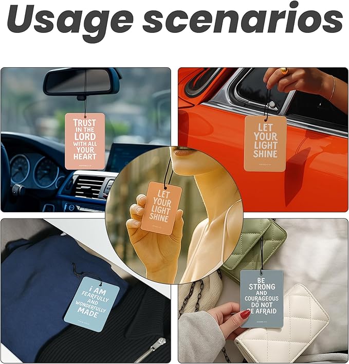 Cute Christian Car Air Freshener 4 Pcs - Cute Girly Religious Hanging Air Freshener 4 Pcs for Cars Closet Drawer Books, Preppy Christian Car Accessories Mirror Decor for Women