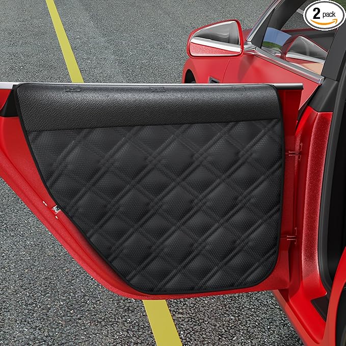 Dog Car Door Protector – 20% Larger Design for Sedans, Family Cars and Small SUVS, 2 Packs Thickened Waterproof Door Panel Covers, Protects Doors from Dog Scratching