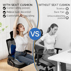 Benazcap Large Memory Foam Seat Cushion Lumbar Support Pillow for Sciatica & Tailbone Pressure Relief Coccyx Pad for Office Chair, Wheelchair, Car, Home, Office, Blue