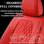 Coverado Seat Covers, Car Front Seat Covers with Backrest, Nappa Leather Car Seat Protectors,Waterproof &Breathable,Anti-Slip Automotive Seat Cushion, Universal Fit for Most Vehicles,2Pcs Red