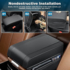 Car Center Console Cover, Upgraded Memory Cotton Auto Armrest Cushion with 2 Storage Bags, Waterproof Middle Console Cover Arm Rest Box Pad Car Interior Accessories for Most Vehicles