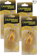 California Scents Scented Sandal Hanging Car Air Freshener - Odor Eliminator for Strong Odor - Flip Flop Car Fresheners (Tropical Colada, 4 Packs)