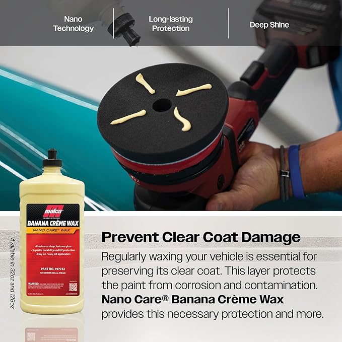 Malco Nano Care Banana Creme Wax - Deep Gloss Shine and Long-Lasting UV Protection/For Automotive, Marine and Industrial Finishes / 1 Gallon (197701)
