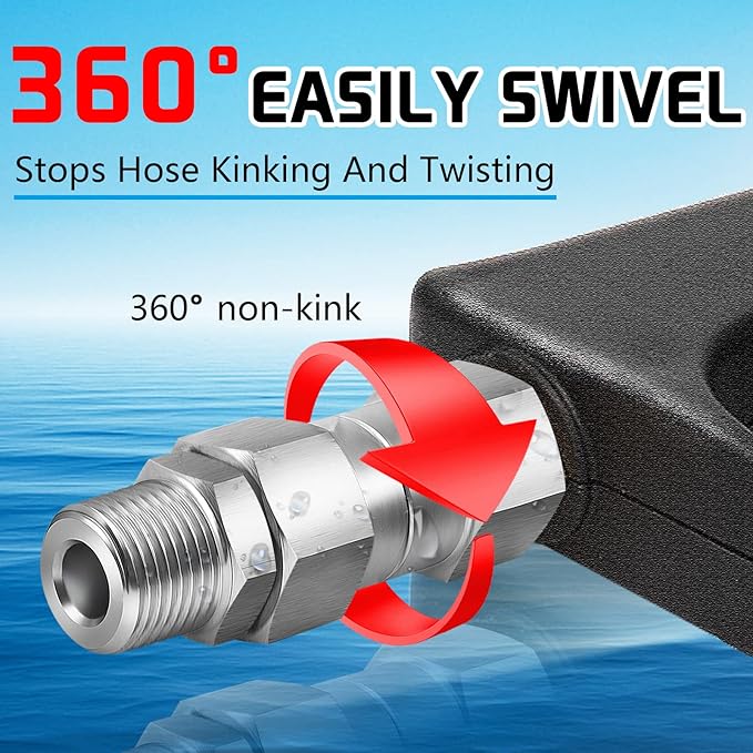 3/8 NPT Pressure Washer Swivel Fitting, Anti Twist 3/8 Male to Female Stainless Steel Connector Joint, 360 Degree Kink Free Swivel Fitting For Pressure Washer Gun, Hose(3/8 NPT Male to Female-2Pcs)