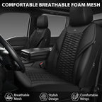 CAR PASS 3D Foam Mesh Leather Car Seat Covers Full Set,Breathable Mesh Faux Leather Seat Covers for Car,Universal Fit for SUV Truck Sedan Automotive, Armrest Airbag Compatible,Black