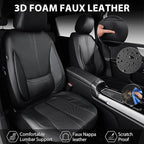 CAR PASS Nappa Leather Car Seat Covers Full Set, Water Resistant 3D Foam Faux Leather Seat Covers with Lumbar Support, Automotive Seat Covers 5 Seats Comfort & Universal Fit for Cars SUV Truck, Black