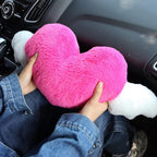 2 Pack Heart Shaped Cute Car Headrest Pillow with Angel Wings - Comfortable Soft Head Rest Cushion Kawaii Car Accessories Neck Pillow for Driving Travelling Office Home Decor - Rose Red Love Heart