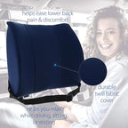 Core Products Sitback Rest Cushion Lumbar Support for Lower Back & Office Chair, Adjustable Strap Standard Foam - Blue