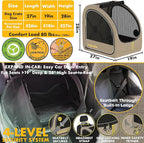 PAWZIDEA Portable Dog Crate for Car, 45% Extra Tall Travel Kennel for Medium & Large Dogs up to 80lbs Sit Upright, Enclosed Soft-Sided Backseat Carrier Collapsible, Secure w/Seatbelt & Headrest Strap
