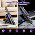 Handheld Vacuum Cordless Rechargeable 2-Speed Modes| 3-in-1 Portable Cordless Vacuum Cleaner with Charging Dock, for Car Home Office and Pet Hair (Purple)