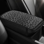 Leopard Cheetah Print African Animal Hunting Auto Center Console Armrest Pad, Car Center Console Cover, Auto Accessories Soft Comfort Armrest Cover Cushion Mat for Most Cars (Black leopard print)