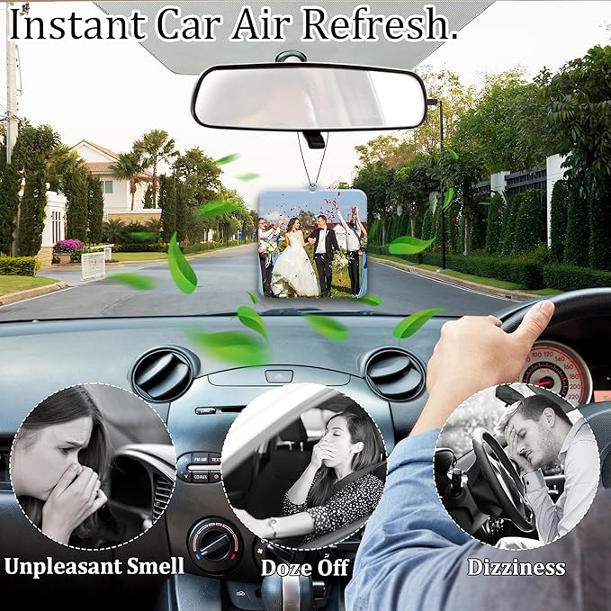 10-1000 Pcs Custom Air Fresheners with Picture - Double Sided Personalized Car Air Freshener with Photo & Logo, Hanging Auto Accessories & Custom Gifts for Branding Business Events (Square)