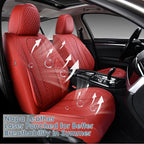 KEYOOG Car Seat Covers Full Set, 5-Seater Waterproof and Breathable Nappa Leather, Fit for Front and Rear Seats of Cars, Compatible with Airbags, Car Seat Protector Covers for Most Cars - Wine red