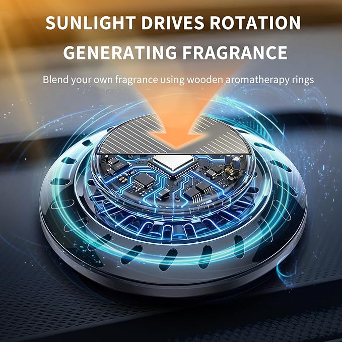 Kwak's Car Air Freshener,Rotating Solar Aromatherapy Essential Oil Diffuser Scent Car Decoration Car Interior Accessories(red)