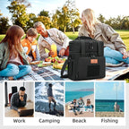 HSHRISH Lunch Box for men, Large Expandable Insulated Lunch Bag, Durable Waterproof Leakproof Tactical Cooler Bag for Adults Men to Work Picnic Beach Day Trips, 24 Cans/16 L, Black