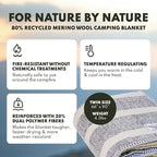 Woolly Mammoth Woolen Company Merino Wool Blanket - 80% Merino Wool - Camping Blankets for Cold Weather - Mositure-Wicking for Overlanding, Hunting, Emergency Kits, Bushcraft (66" x 90" Limestone)