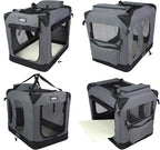 EliteField 3-Door Folding Soft Dog Crate with Carrying Bag and Fleece Bed (2 Year Warranty), Indoor & Outdoor Pet Home (20" L x 14" W x 14" H, Gray)