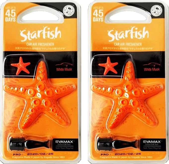 YirehStore Air Freshener EVAMAX White Musk Scent Japanese Vent Clip car air freshener 2-Pack,Last Long up to 45 Days Heavy Duty Fragrance,Solid freshener,no Risk of Spills,Starfish Design