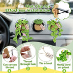 4 Pcs Crochet Plant Vent Clips for Car,Handmade Mini Plant Car Air Fresheners with Inspirational Cards,Succulent Sunflower Potted Plants Car Vent Clips Xmas Crochet Gift for Plants Lover with Gift Box