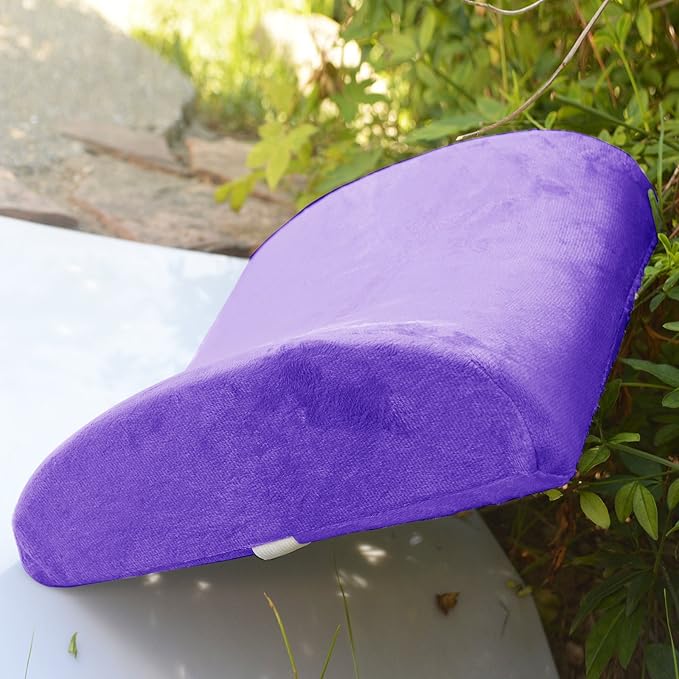 Bookishbunny 2pc High Resilience Memory Foam Seat Chair Waist Lumbar Back Support Cushion Pillow Car Office Home (Purple)
