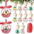 Remerry 20 Pcs Christmas Employee Appreciation Gifts Xmas Hanging Car Air Freshener Diffuser Empty Glass Perfume Bottle with Clear Plastic Ornament Ball Ribbon for Essential Oil Fragrance