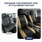 Skechers Men’s Seat Covers, Air-Cooled Memory Foam Car Seat Covers Front Seats, Airbag Compatible,Universal Fit for Most Cars, SUVs, Vans and Trucks,Beige