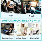 Seat Cushion for Office Chair and Car, Lumbar Support Pillow for Office Chair, Memory Foam Ergonomic Seat Cushion for Long Sitting, Back & Tailbone Pain, Sciatica - Pink & Gray