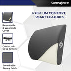 Samsonite Ergonomic Lumbar Support Pillow for Office Chair and Car Seat - Memory Foam Back Support Lumbar Pillow Premium Cushion Chair Support for Lower Back Pain Relief and Versatile Use (Charcoal)