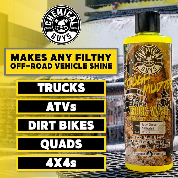 Chemical Guys Tough Mudder Foaming Truck, Off Road, ATV and RV Heavy Duty Wash Soap, (Works with Foam Cannons, Foam Guns or Bucket Washes), 2 x 16 fl oz, Lemon Scent - CWS2021602