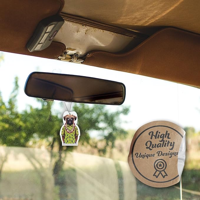 Fresh Fresheners Cute and Funny Dog Car Air Fresheners 6 Pack Scented With Premium Oils By Fresh Fresheners (Boxer, 6 Pack)