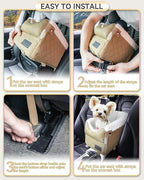 PETSFIT Dog Car Seats for Small Dogs with Safe Protection Hooks, Small Dog Car Seat with Upgraded Safety Tethers, Washable Cushion, Center Console Dog Car Seat (Yellow)