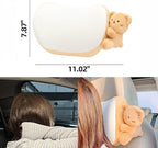 Car Headrest Pillow 2PCS Plush Bear ＆ Bunny Car Seat Headrest Pillow - Memory Foam Neck Support Cushions for Comfortable Driving, Easy Install & Washable (Brown)