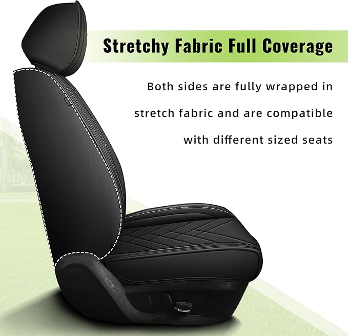 AOMSAZTO Front Seat Covers for Car Fit for Acura RDX 2007-2026: Premium Seat Covers Waterproof Leather Automotive Seat Cushion Protector Compatible with Airbag(2PCS Front,Black)