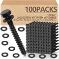 Tandefio 100 Pack 1/2''x 4'' Ceramic Black Lag Screw Kit with Washers Hex Lag Bolts Wood Screws Heavy Duty Hot Dip Galvanized Double Layer for Wood Decks Fences