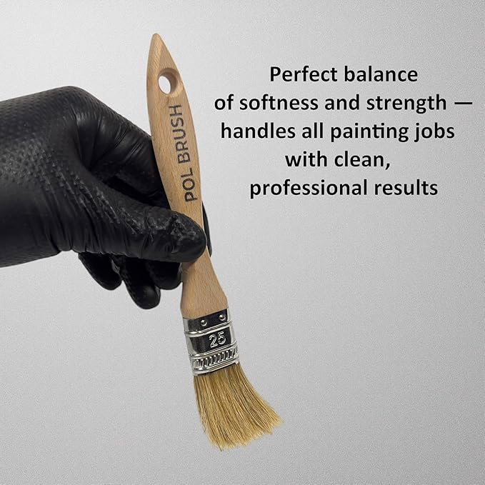 1 Inch Flat Paint Brush - High European Quality - Natural Bristles - for Home, Wood, Walls, Art, Trim & Furniture - for Acrylic, Oil, Stain, Chalk & Latex Paints