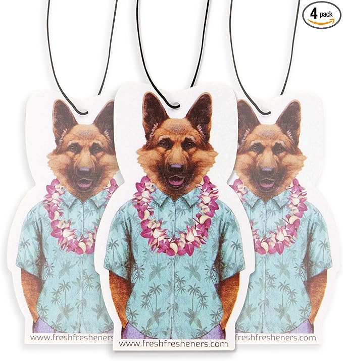 Dog Car Air Freshener 4 Pack German Shepherd Scented With Premium Oils By Fresh Fresheners (4 Pack)