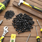 Tandefio 60 Pack 3/8''x 2'' Ceramic Black Lag Screw Kit with Washers Hex Lag Bolts Wood Screws Heavy Duty Hot Dip Galvanized Double Layer for Wood Decks Fences