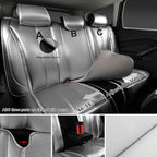 CAR PASS Ultra+ Nappa Leather Car Seat Covers Full Set Universal Cushioned, Soft Breathable Waterproof Anti-Slip Driver Seats and Backrest for SUV Pick-up Truck Sedan, 5 Seats Margiela Solid Silver