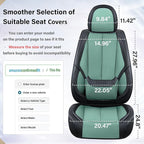 Coverado Seat Covers Full Set, Car Seat Covers Front Seat and Back Seat, Breathable Fabric&Leather Car Seat Protectors, Universal Seat Covers for Cars, Compatible with Most Cars (Green, FullSet)