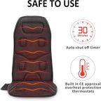 COMFIER Massage Seat Cushion with Heat - 10 Vibration Motors, Back Massager for Chair, （Vibration Massage Only, Not Shiatsu/Rolling,Massage Chair Pad for Back Ideal Gifts for Men, Women (Renew)