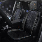 Luxury PU Leather Auto Seat Cover Protector Rhinestone Crystal Glitter Vehicles Front Seat Pad Mat Bling Bling Diamond Car Interior Accessories for Women, Lady - Universal Fit Black 2Seats