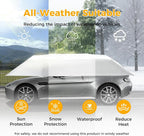 Semi-Automatic Car Tent, 3.78×7.2FT Portable Cars Umbrella Vehicles Tent Blocking UV Rays Car Roof Cover Cars Awning with Carrying Bag Sun Shades for Vehicles Roof Protection (Silver Gray)